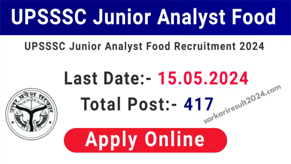 UPSSSC UP Junior Analyst Food Recruitment 2024 Answer Key for 417 Post